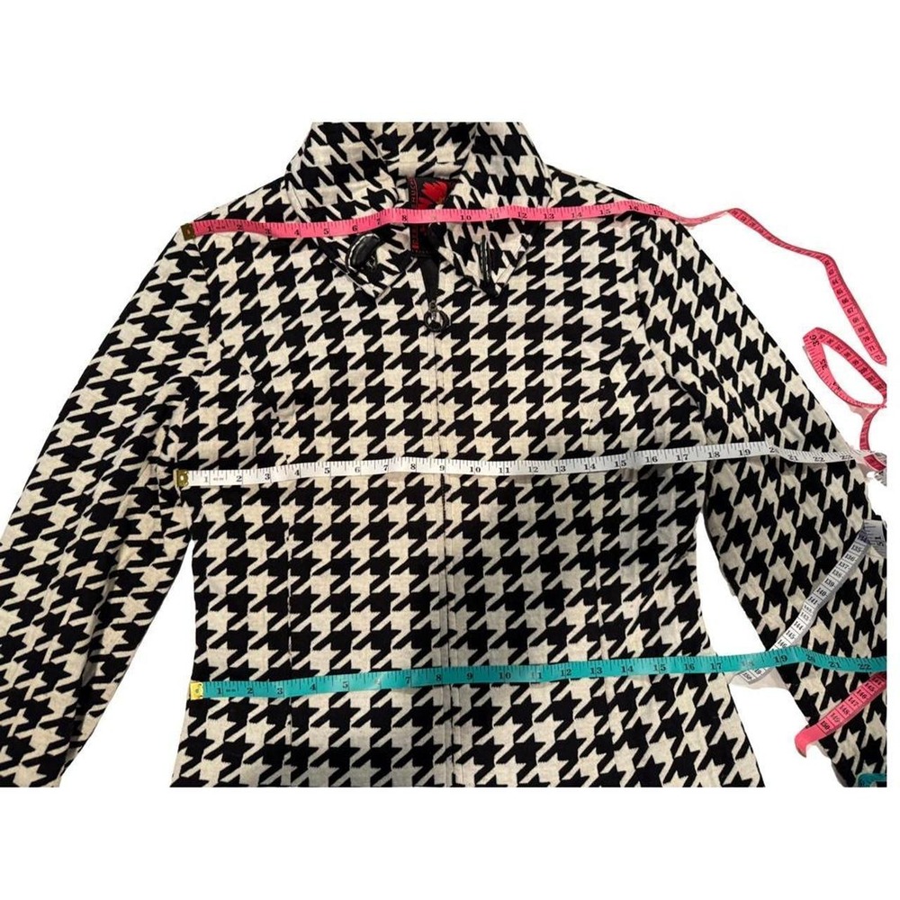 Debbie Shuchat Houndstooth Zip Up Jacket Black White Women Size 10
